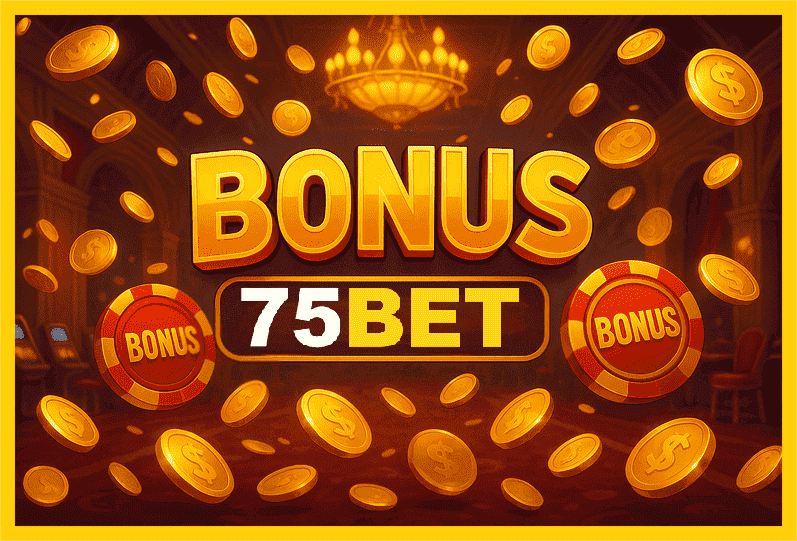 Imagem promovendo bônus 75BET com recompensas imperdíveis.
